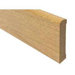 Plinthe MDF plaquée chêne verni hauteur 80 mm, bord arrondi