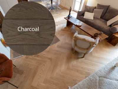 Parquet chêne bâton rompu, huilé Charcoal