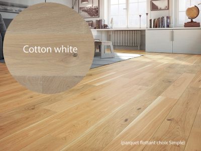 Parquet flottant chêne simple, huilé Cotton White