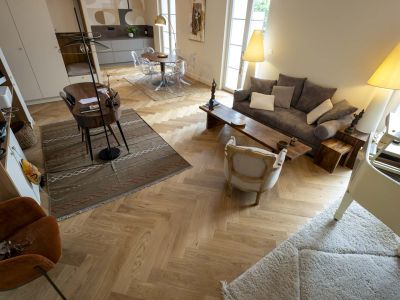 Parquet chêne bâton rompu largeur 120 mm verni naturel, choix RB