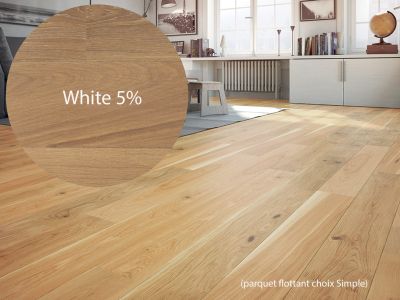 Parquet flottant chêne simple, huilé White 5%